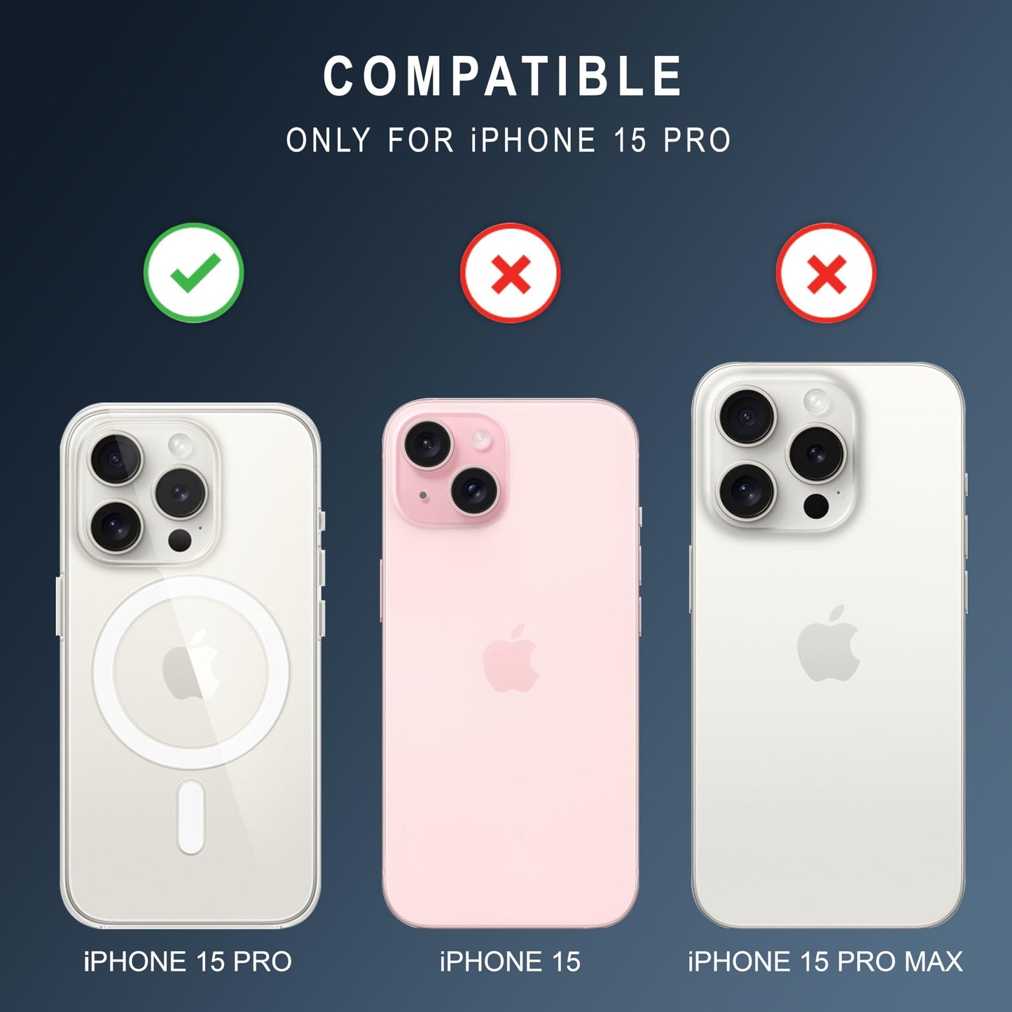 VAKIBO Megnatic Magsafe Transparent Soft with Hard back Back Cover Case With Camera Protection Ring Suitable for Apple iPhone 15 Pro