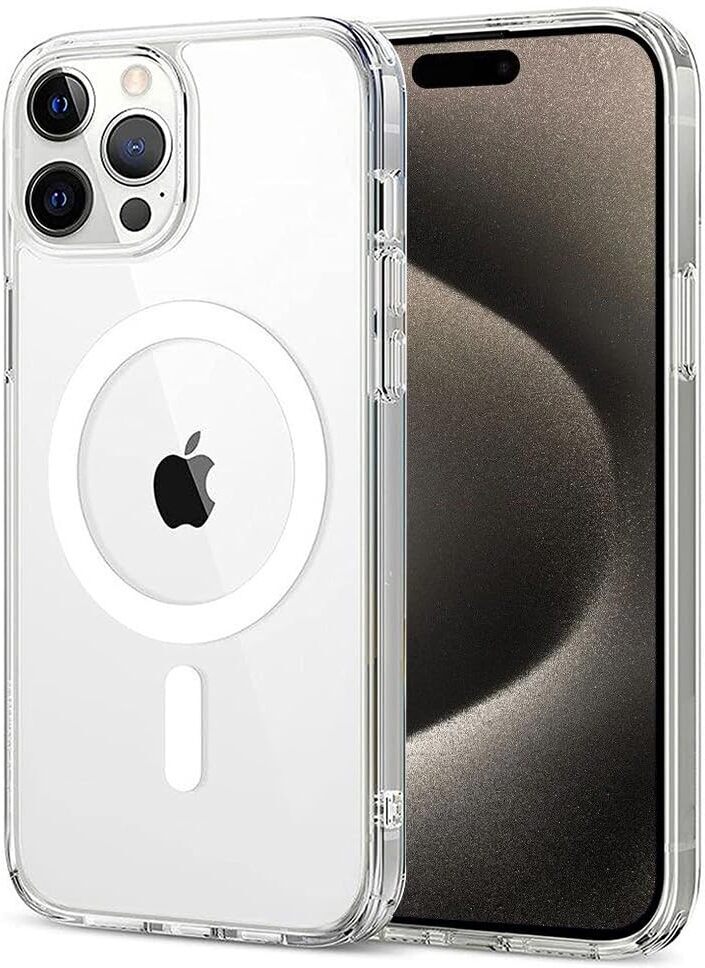 VAKIBO Megnatic Magsafe Transparent Soft with Hard back Back Cover Case With Camera Protection Ring Suitable for Apple iPhone 15 Pro