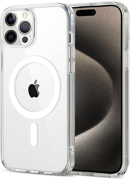 VAKIBO Megnatic Magsafe Transparent Soft with Hard back Back Cover Case With Camera Protection Ring Suitable for Apple iPhone 15 Pro