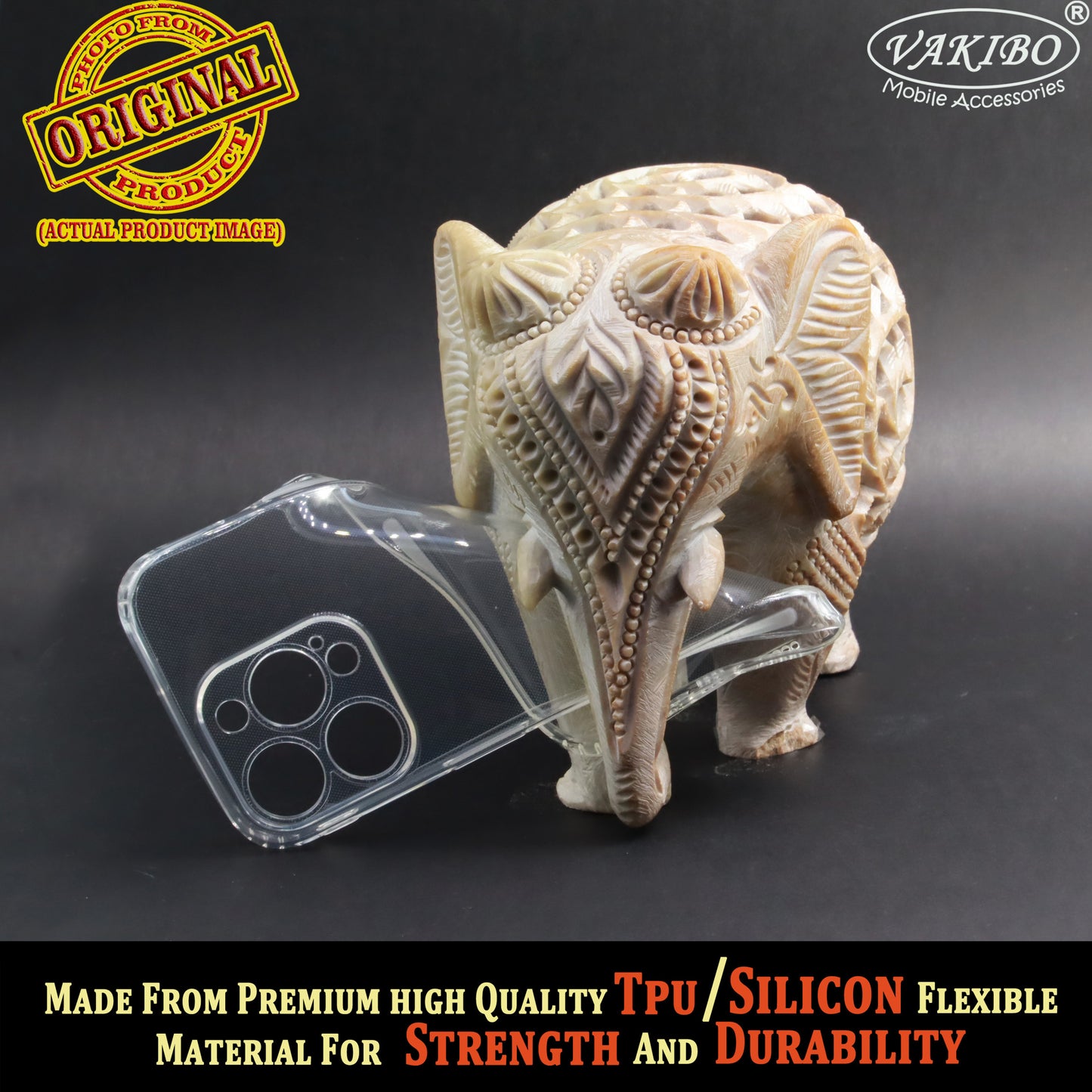 VAKIBO Super Premium Soft TPU Transparent Case With Dustplug,Side Grip,Corner Protection,lanyard Cuts,Camera Protection Suitable for iPhone 15 Pro