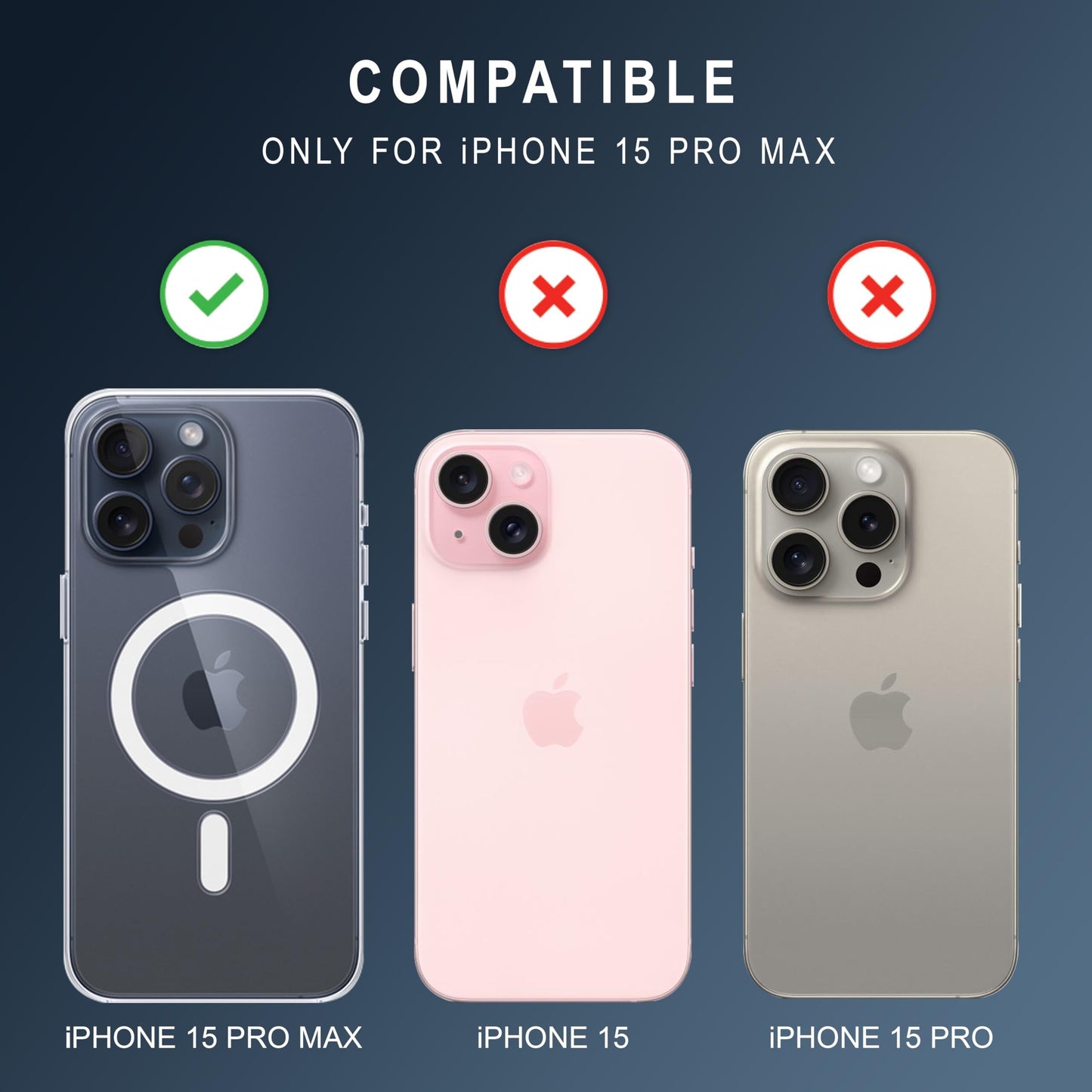 VAKIBO Megnatic Magsafe Transparent Soft with Hard back Back Cover Case With Camera Protection Ring Suitable for Apple iPhone 15 Pro Max