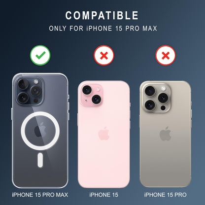 VAKIBO Megnatic Magsafe Transparent Soft with Hard back Back Cover Case With Camera Protection Ring Suitable for Apple iPhone 15 Pro Max