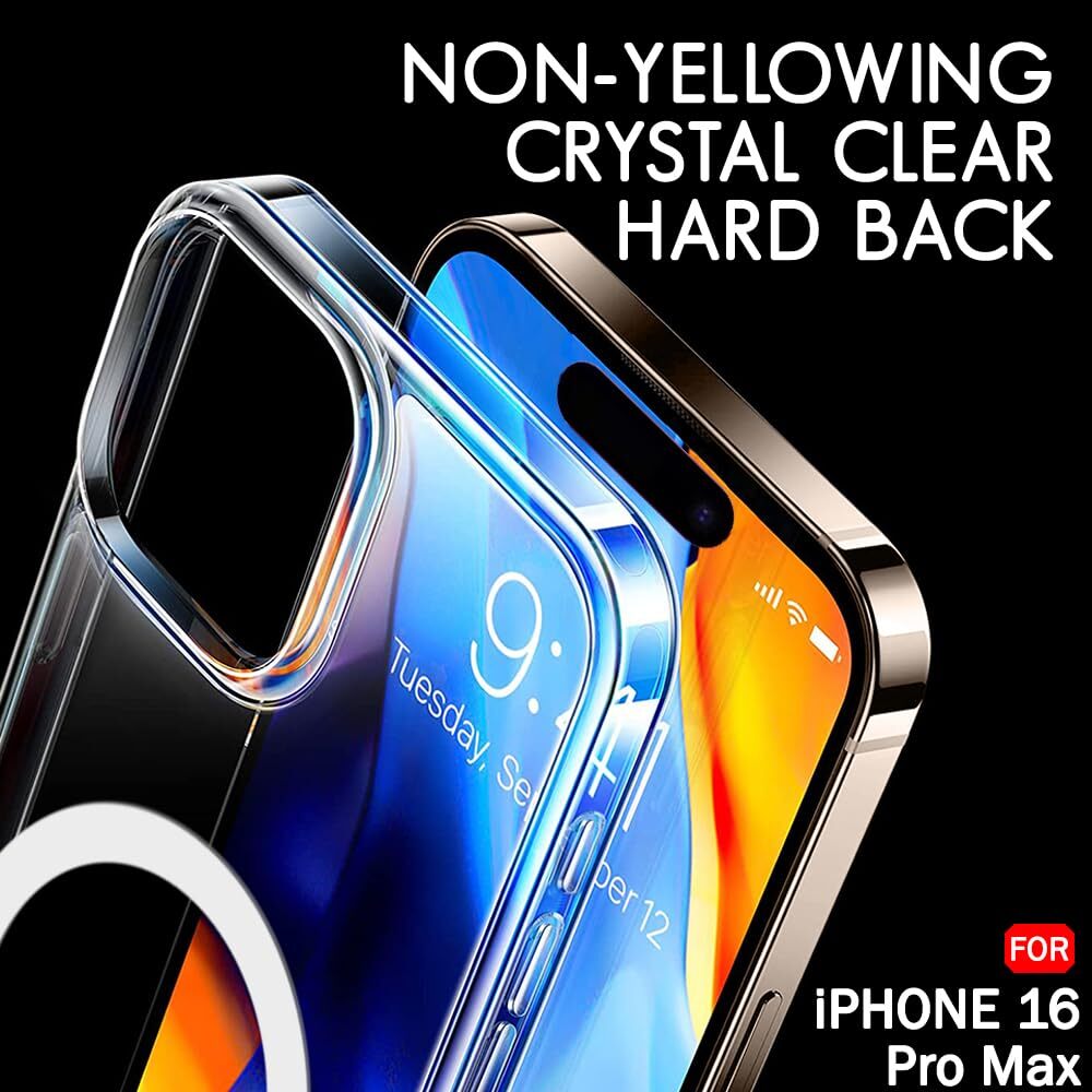 VAKIBO Megnatic Magsafe Transparent Soft with Hard back Back Cover Case With Camera Protection Ring Suitable for Apple iPhone 16 Pro Max