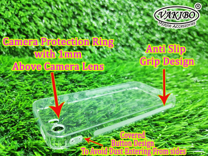 VAKIBO Super Premium Soft TPU Transparent Case With Dustplug,Side Grip,Corner Protection,lanyard Cuts,Camera Protection Suitable for iPhone 5, 5s ,SE OLD Model