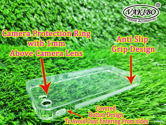 VAKIBO Super Premium Soft TPU Transparent Case With Dustplug,Side Grip,Corner Protection,lanyard Cuts,Camera Protection Suitable for iPhone 5, 5s ,SE OLD Model