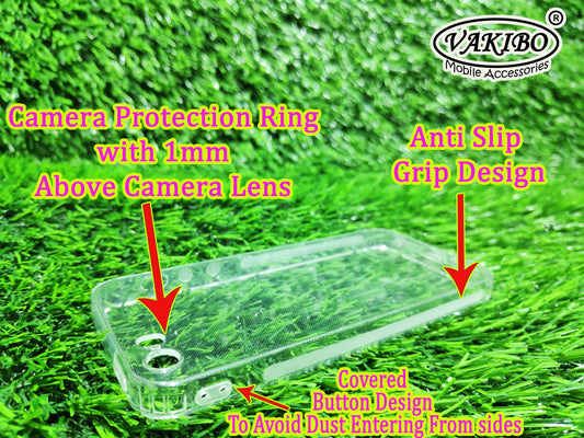 VAKIBO Premium Clear 1.5MM Thick Transparent Soft TPU Rubber Back Cover Case With Camera Protection Suitable for Apple iPhone 5