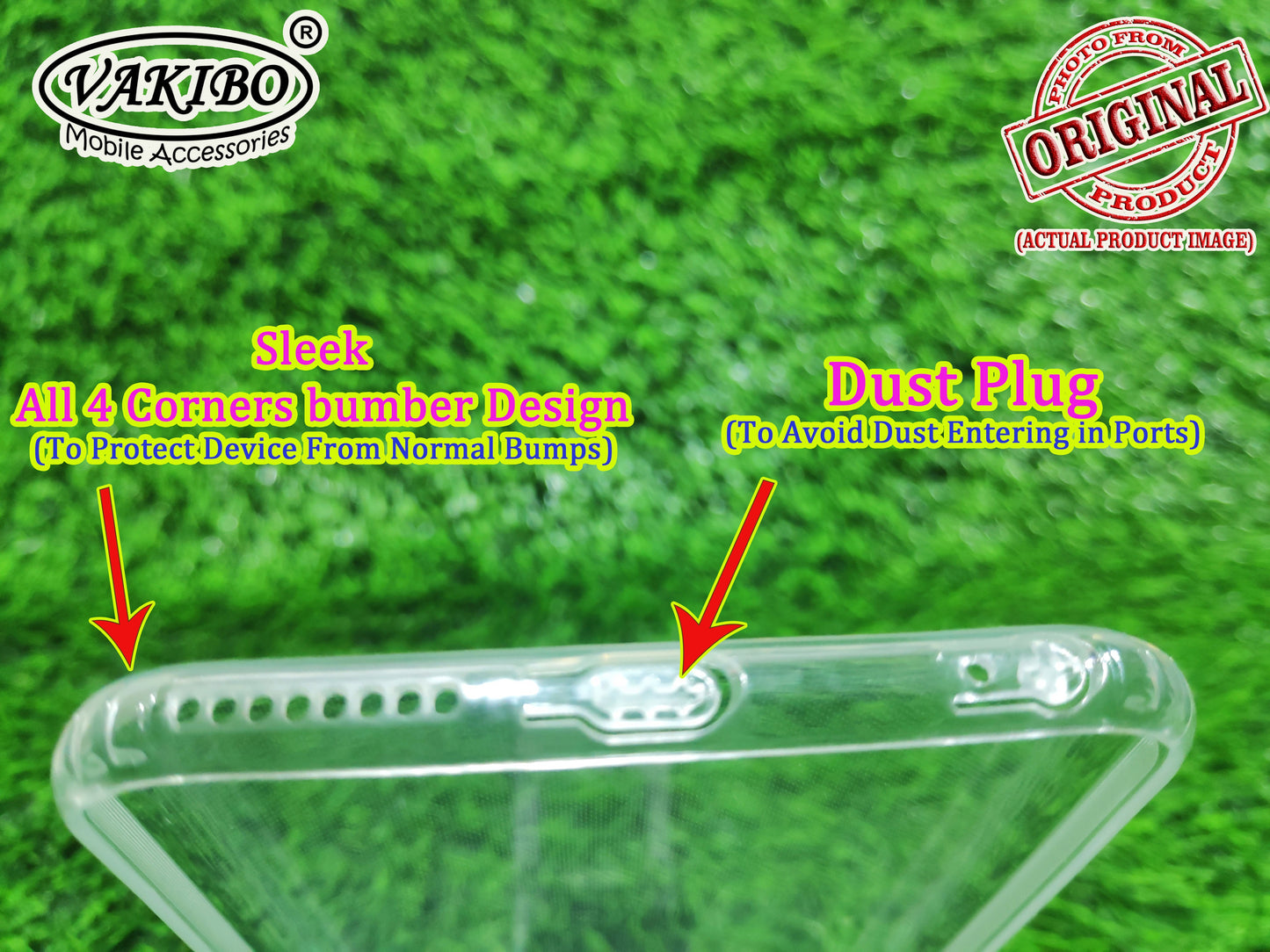 VAKIBO Super Premium Soft TPU Transparent Case With Dustplug,Side Grip,Corner Protection,lanyard Cuts,Camera Protection Suitable for iPhone 6 Plus