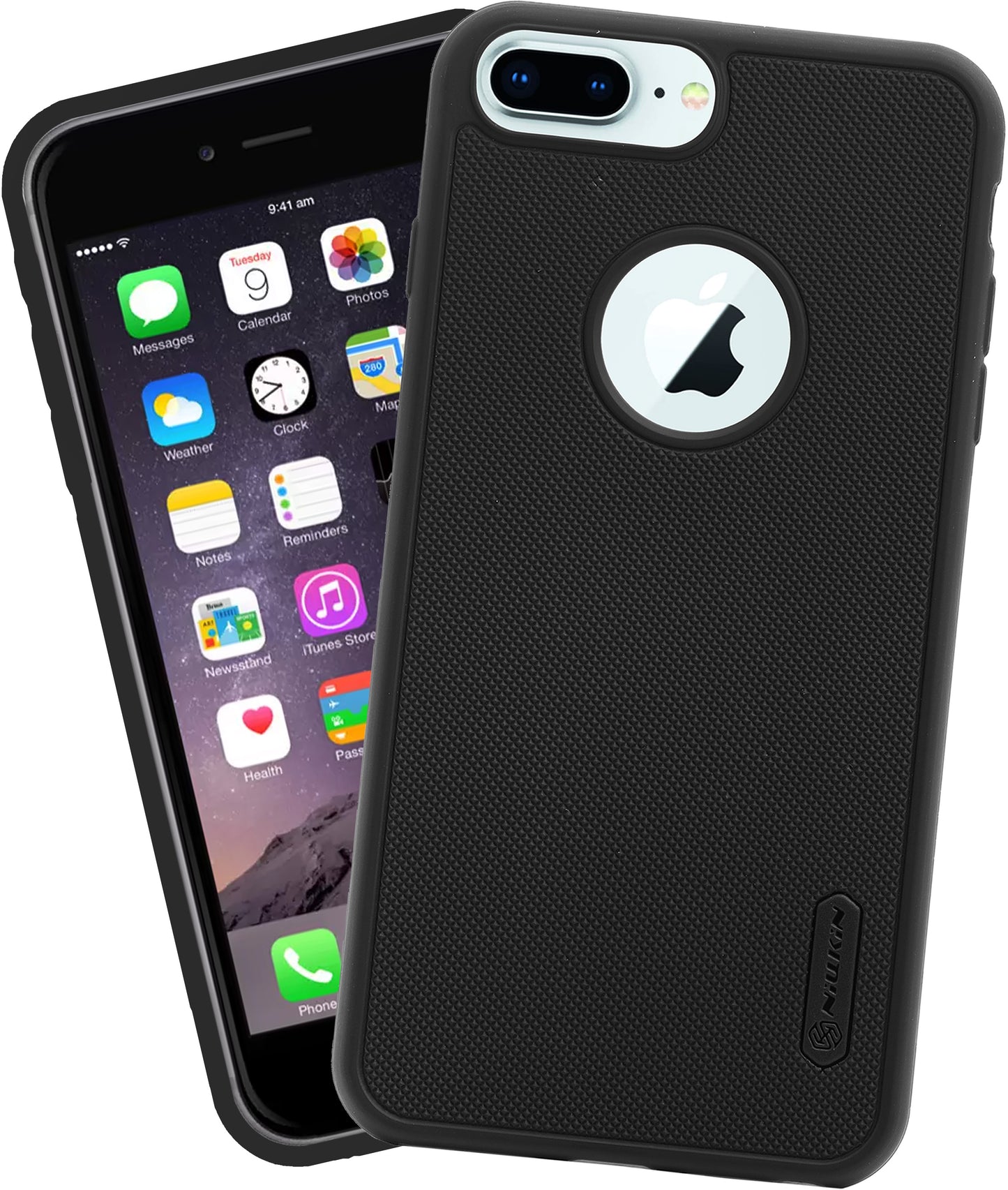 VAKIBO Niukin Dotted Design Black Coloured Soft TPU Rubber Back Cover Case With Camera Protection Ring Suitable for Apple iPhone 6 Plus