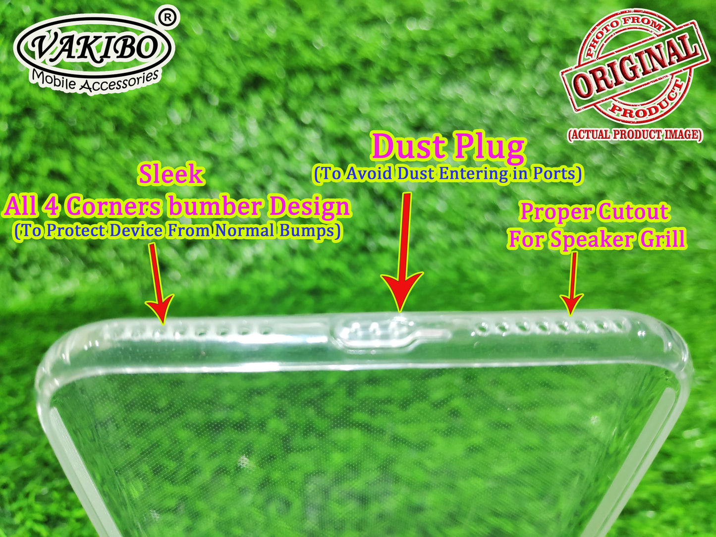 VAKIBO Super Premium Soft TPU Transparent Case With Dustplug,Side Grip,Corner Protection,lanyard Cuts,Camera Protection Suitable for iPhone 8 Plus