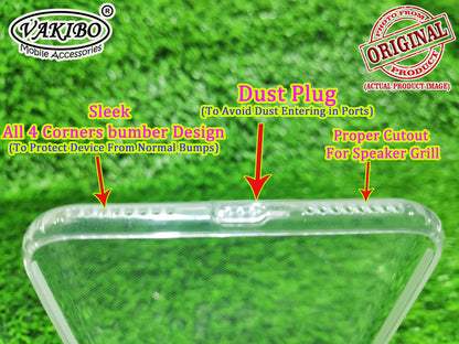 VAKIBO Super Premium Soft TPU Transparent Case With Dustplug,Side Grip,Corner Protection,lanyard Cuts,Camera Protection Suitable for iPhone 8 Plus