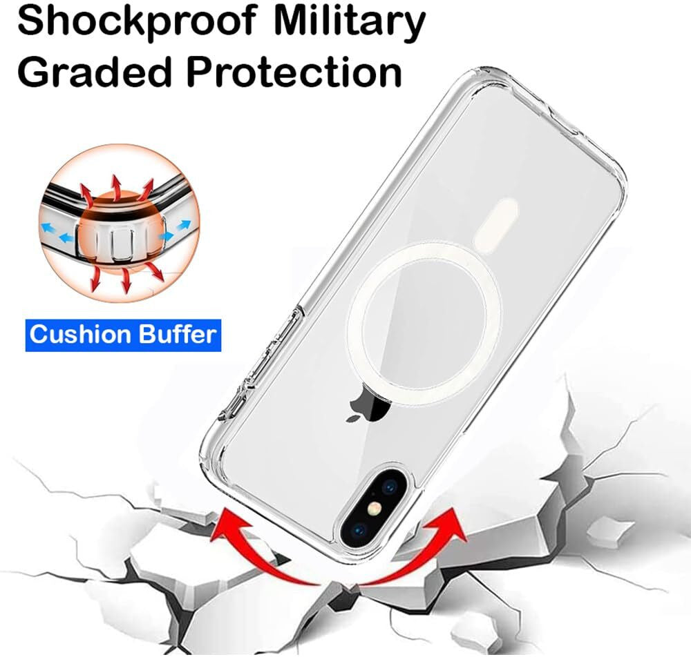 VAKIBO Megnatic Magsafe White Coloured Soft with Hard back Back Cover Case With Camera Protection Ring Suitable for iPhone X