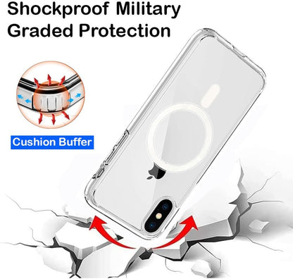 VAKIBO Megnatic Magsafe White Coloured Soft with Hard back Back Cover Case With Camera Protection Ring Suitable for iPhone Xs