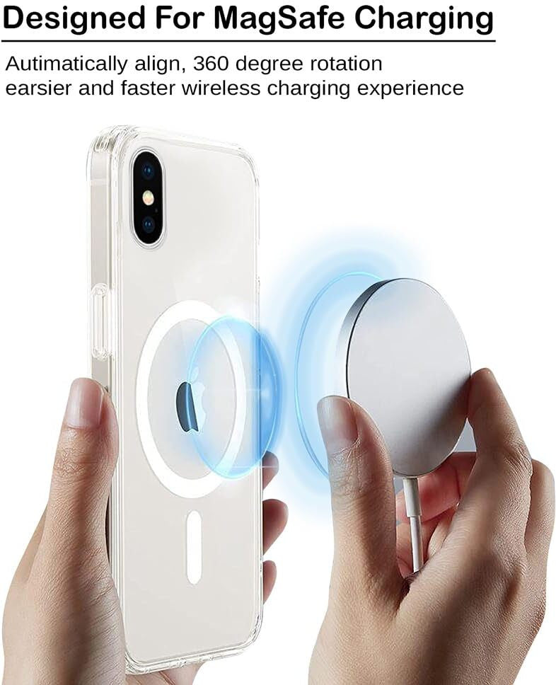 VAKIBO Megnatic Magsafe White Coloured Soft with Hard back Back Cover Case With Camera Protection Ring Suitable for iPhone X