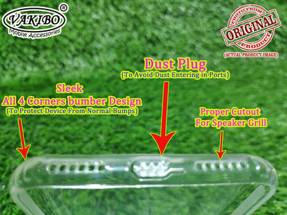 VAKIBO Super Premium Soft TPU Transparent Case With Dustplug,Side Grip,Corner Protection,lanyard Cuts,Camera Protection Suitable for iPhone X