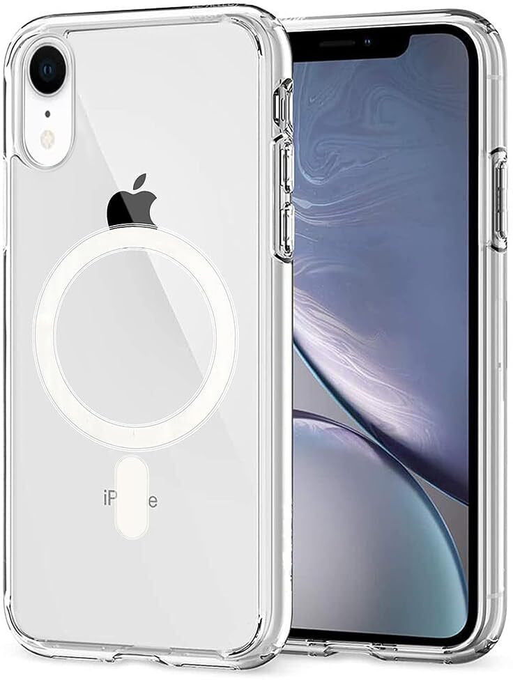 VAKIBO Megnatic Magsafe White Coloured Soft with Hard back Back Cover Case With Camera Protection Ring Suitable for iPhone XR