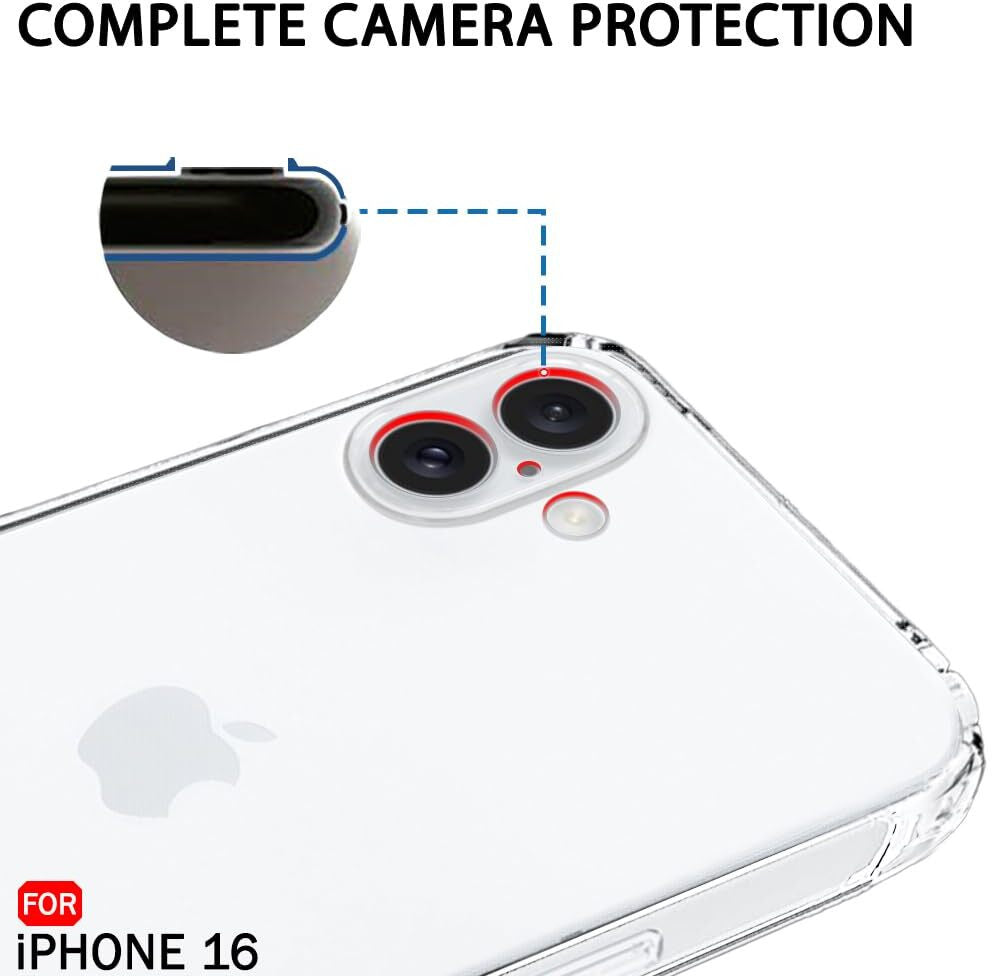 VAKIBO Premium Clear 1.5MM Thick Transparent Soft TPU Rubber Back Cover Case With Camera Protection Suitable for Apple iPhone 16