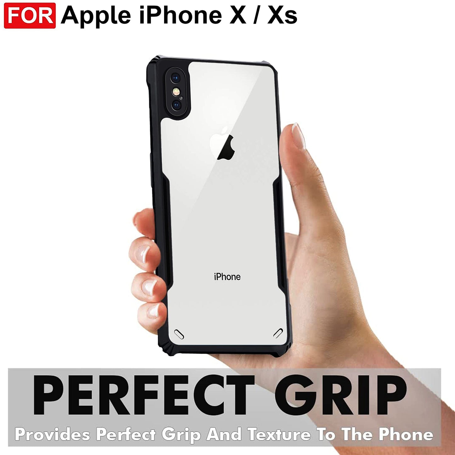 VAKIBO Best Selling Black and Transparent Back Cover Case Made With Soft TPU and Acrylic With 4 Corner and Camera Protection Suitable for Apple iPhone X