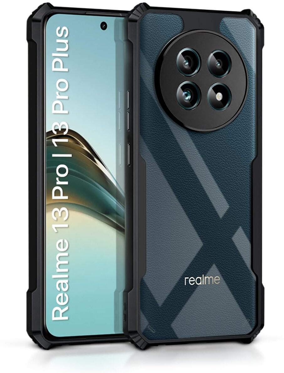 VAKIBO Super Premium Black Border Transparent Case With Corner Protection & Camera Protection Suitable for Realme 13 Pro Plus 5G