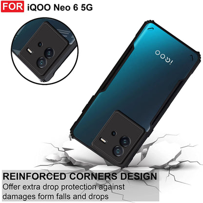 VAKIBO Super Premium Black Border Transparent Case With Corner Protection & Camera Protection Suitable for iQOO Neo 6