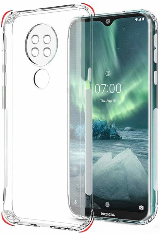 VAKIBO Super Premium Soft TPU Transparent Case With Dustplug,Side Grip,Corner Protection,lanyard Cuts,Camera Protection Suitable for Nokia 7.2