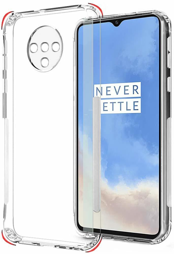 VAKIBO Super Premium Soft TPU Transparent Case With Dustplug,Side Grip,Corner Protection,lanyard Cuts,Camera Protection Suitable for Oneplus 7T