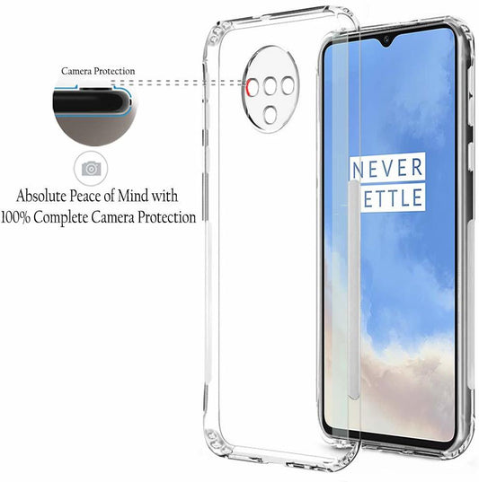 VAKIBO Super Premium Soft TPU Transparent Case With Dustplug,Side Grip,Corner Protection,lanyard Cuts,Camera Protection Suitable for Oneplus 7T