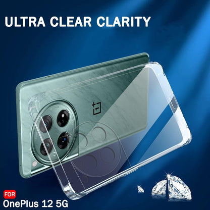 VAKIBO Premium Clear 1.5MM Thick Transparent Soft TPU Rubber Back Cover Case With Camera Protection Suitable for OnePlus 12