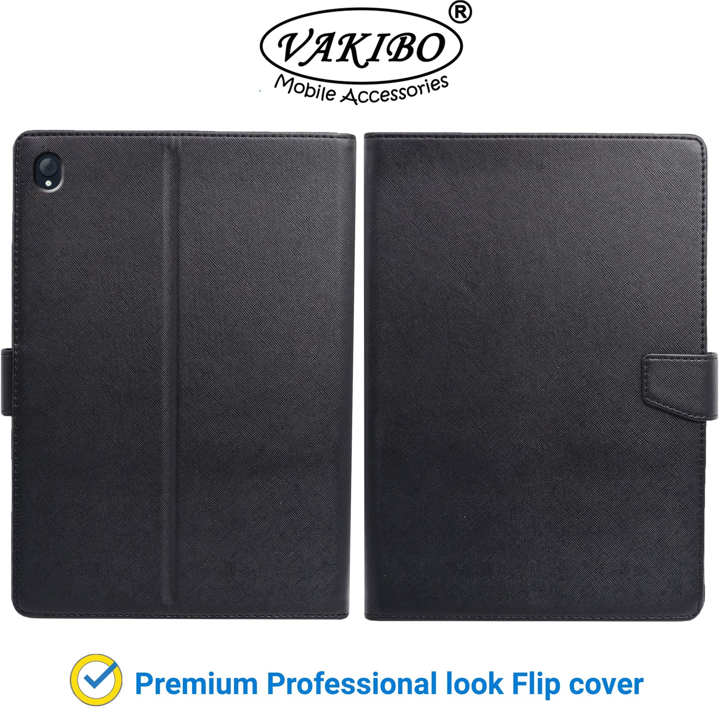 VAKIBO Mercury Premium Black Coloured made With Canvas and TPU Flip Cover Case Suitable for Lenovo Tab K10