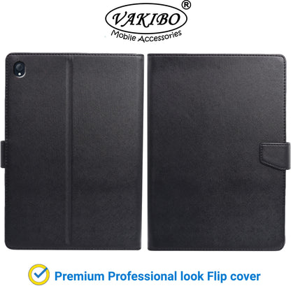 VAKIBO Mercury Premium Black Coloured made With Canvas and TPU Flip Cover Case Suitable for Lenovo Tab K10