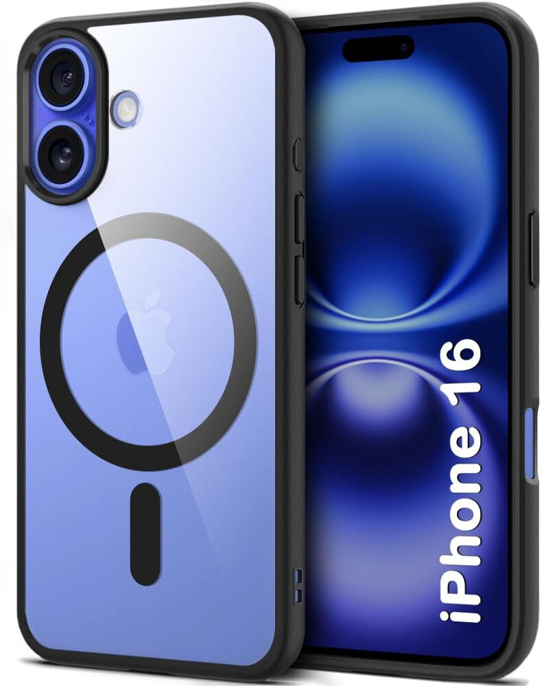 VAKIBO Megnatic Magsafe Black Coloured Soft with Hard back Back Cover Case With Camera Protection Ring Suitable for iPhone 16