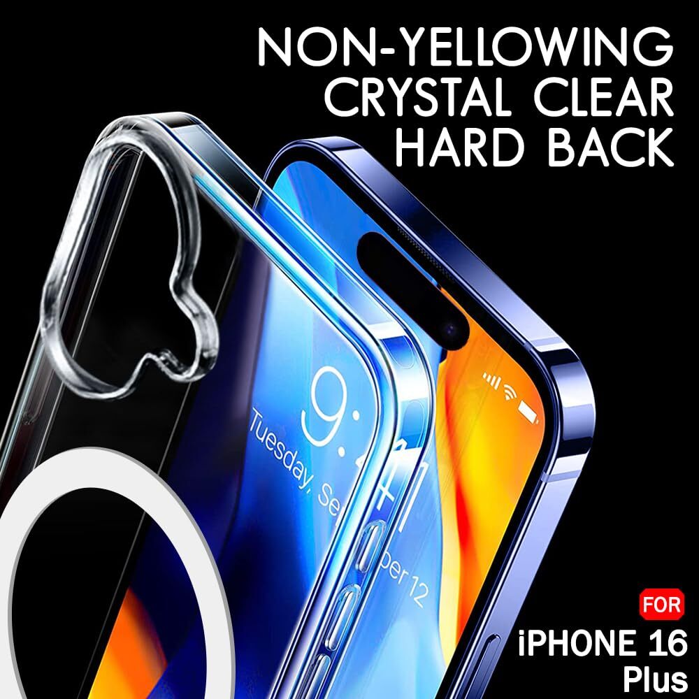 VAKIBO Megnatic Magsafe Transparent Soft with Hard back Back Cover Case With Camera Protection Ring Suitable for Apple iPhone 16 Plus