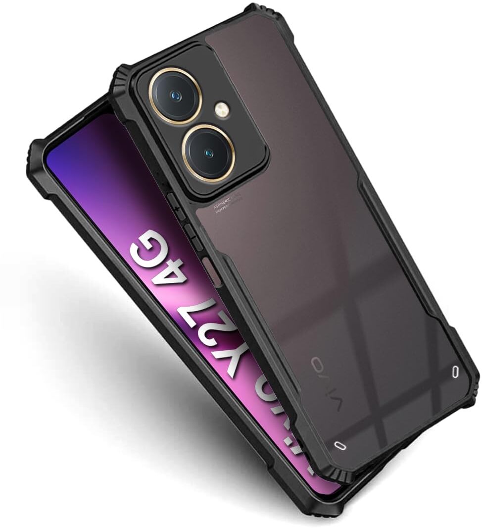 VAKIBO Super Premium Black Border Transparent Case With Corner Protection & Camera Protection Suitable for Vivo Y27 4G