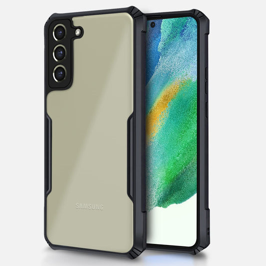 VAKIBO Best Selling Black and Transparent Back Cover Case Made With Soft TPU and Acrylic With 4 Corner and Camera Protection Suitable for Samsung Galaxy S21 Plus