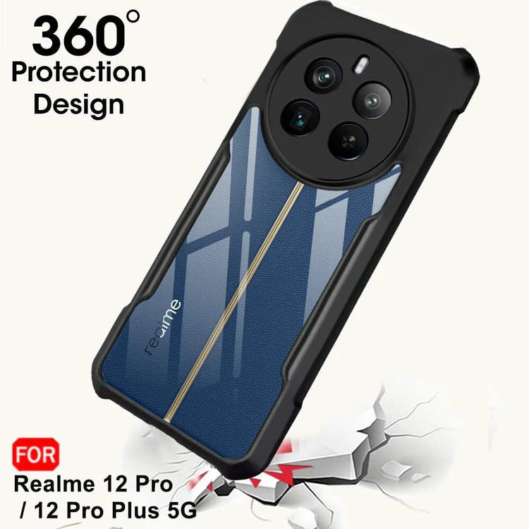 VAKIBO Super Premium Black Border Transparent Case With Corner Protection & Camera Protection Suitable for Realme 12 Pro Plus 5G