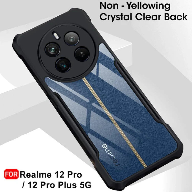 VAKIBO Super Premium Black Border Transparent Case With Corner Protection & Camera Protection Suitable for Realme 12 Pro Plus 5G
