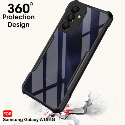 VAKIBO Best Selling Black and Transparent Back Cover Case Made With Soft TPU and Acrylic With 4 Corner and Camera Protection Suitable for Samsung Galaxy A15