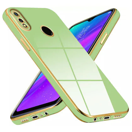 VAKIBO Golden Chrome Border Pista Coloured Soft TPU Back Cover Case With Camera Protection Suitable for Mi Redmi 7