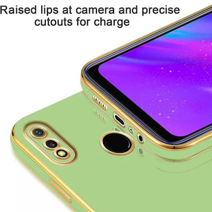 VAKIBO Golden Chrome Border Pista Coloured Soft TPU Back Cover Case With Camera Protection Suitable for Mi Redmi 7