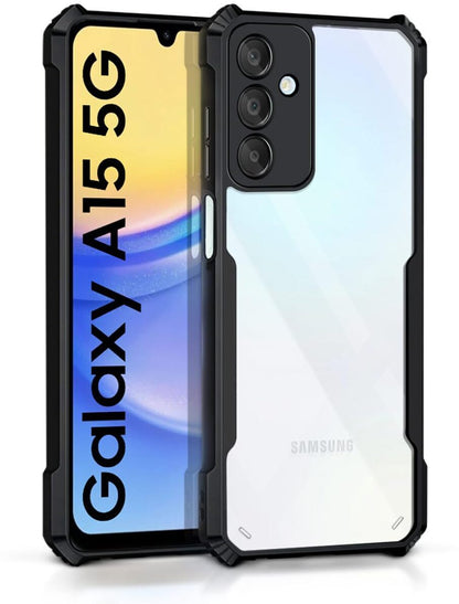 VAKIBO Best Selling Black and Transparent Back Cover Case Made With Soft TPU and Acrylic With 4 Corner and Camera Protection Suitable for Samsung Galaxy A15