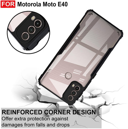 VAKIBO Super Premium Black Border Transparent Case With Corner Protection & Camera Protection Suitable for Moto E20