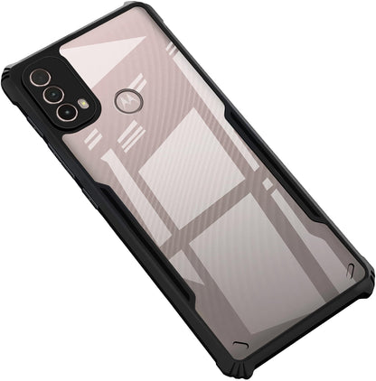 VAKIBO Super Premium Black Border Transparent Case With Corner Protection & Camera Protection Suitable for Moto E20