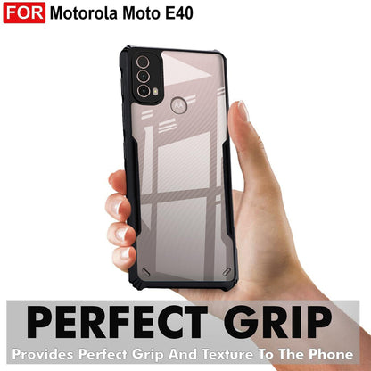 VAKIBO Super Premium Black Border Transparent Case With Corner Protection & Camera Protection Suitable for Moto E20