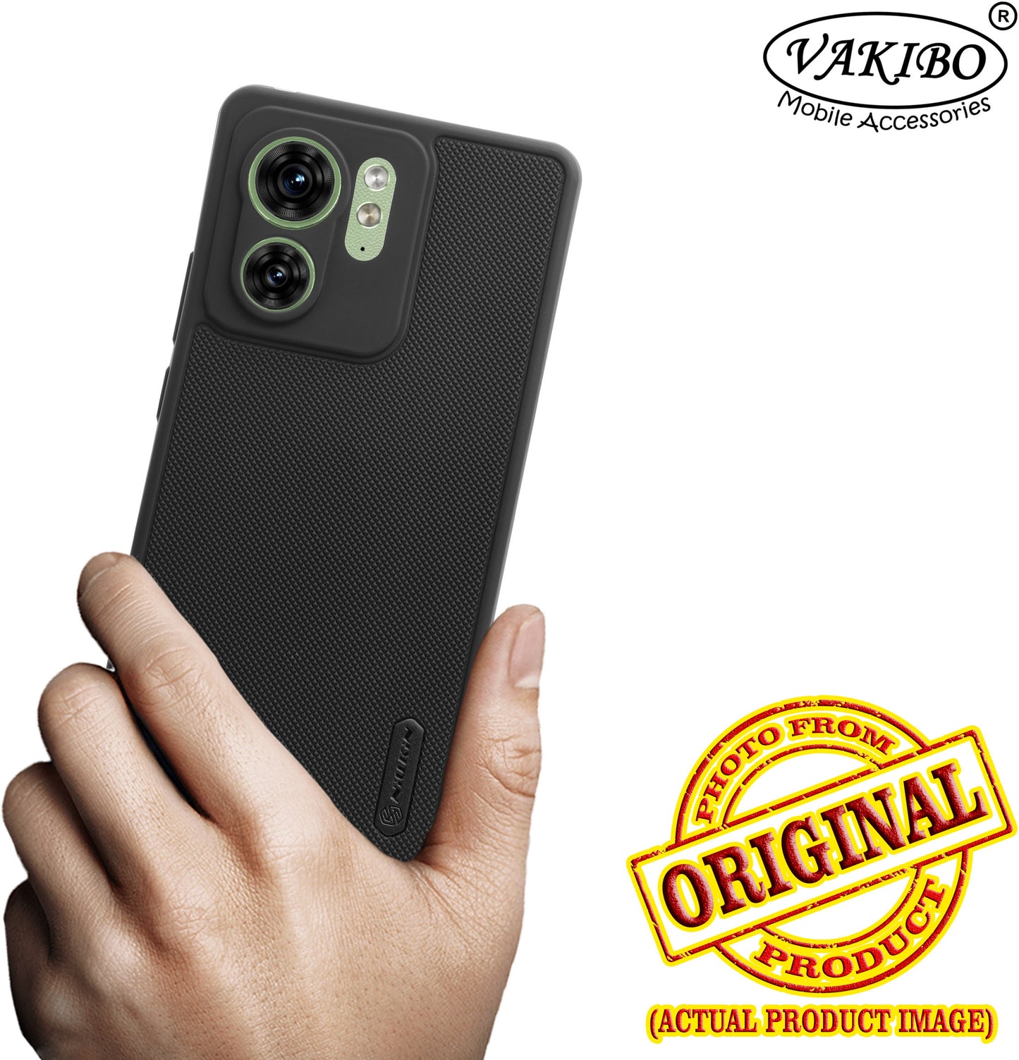 VAKIBO Niukin Dotted Design Black Coloured Soft TPU Rubber Back Cover Case With Camera Protection Ring Suitable for Moto Edge 40