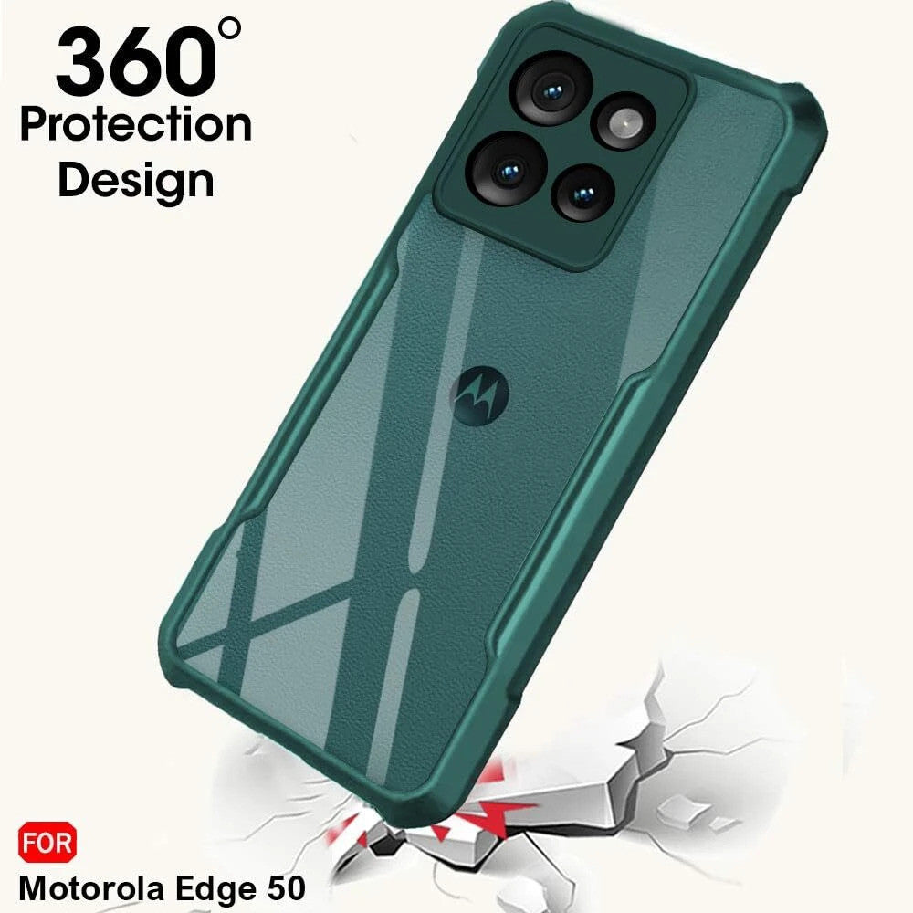 VAKIBO Best Selling Green Coloured Made With Soft TPU and Acrylic Back Cover Case With 4 Corner and Camera Protection Suitable for Moto Edge 50