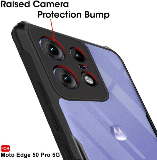 VAKIBO Super Premium Black Border Transparent Case With Corner Protection & Camera Protection Suitable for Moto Edge 50 Pro