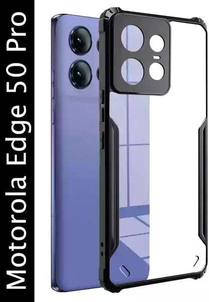 VAKIBO Super Premium Black Border Transparent Case With Corner Protection & Camera Protection Suitable for Moto Edge 50 Pro