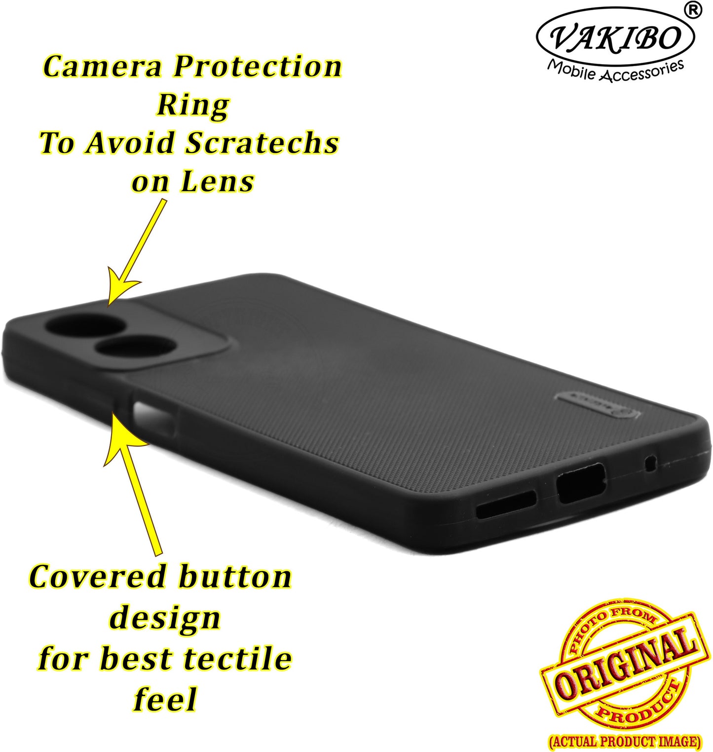 VAKIBO Niukin Dotted Design Black Coloured Soft TPU Rubber Back Cover Case With Camera Protection Ring Suitable for Moto G04