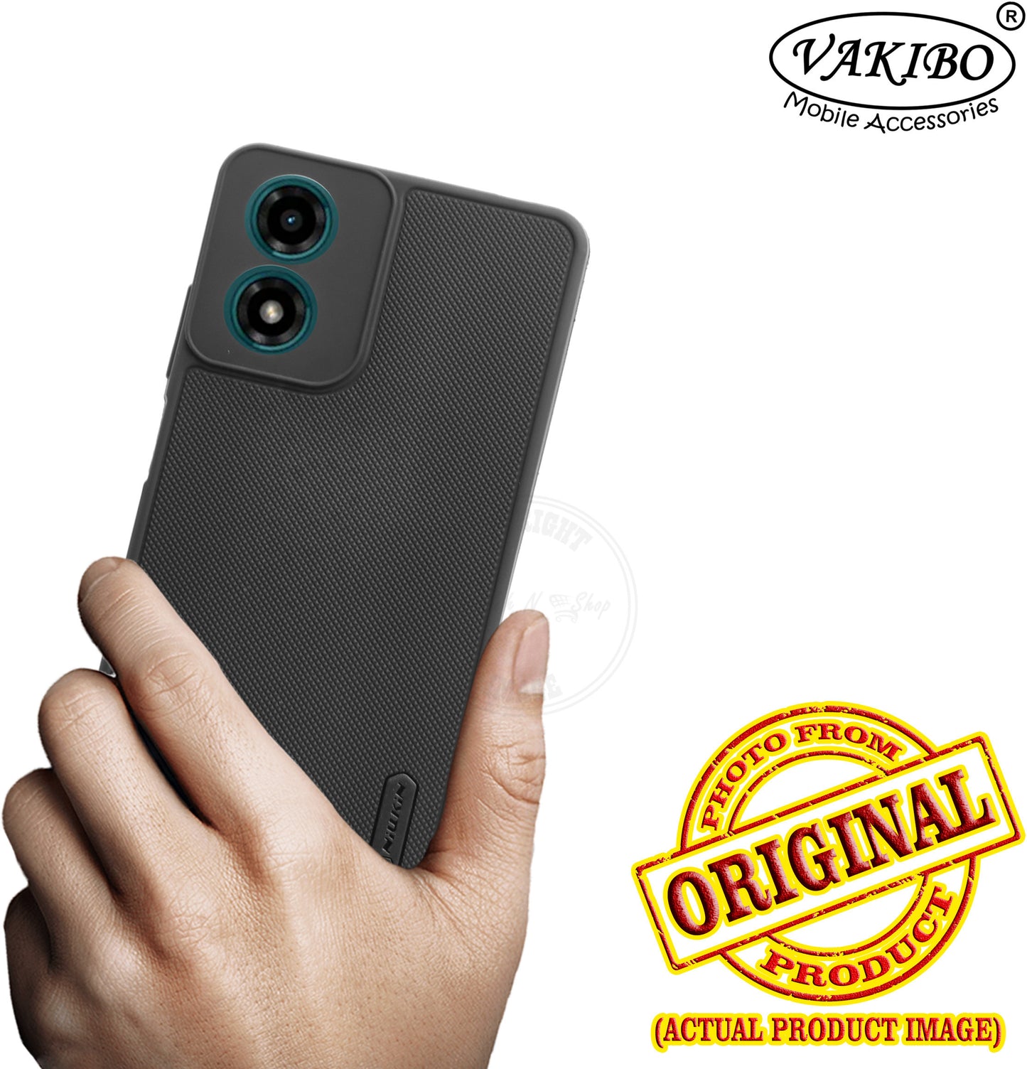 VAKIBO Niukin Dotted Design Black Coloured Soft TPU Rubber Back Cover Case With Camera Protection Ring Suitable for Moto G04