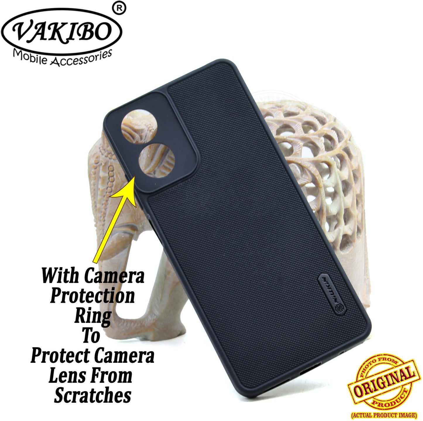 VAKIBO Niukin Dotted Design Black Coloured Soft TPU Rubber Back Cover Case With Camera Protection Ring Suitable for Moto G04