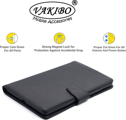 VAKIBO Mercury Premium Black Coloured made With Canvas and TPU Flip Cover Case Suitable for Moto Tab G20